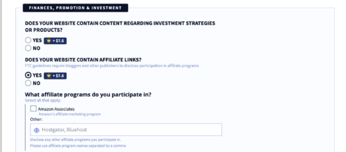 privacyterms.io disclaimer generator finances, promotion and investment section
