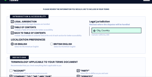 privacyterms.io terms and conditions generator intro screenshot
