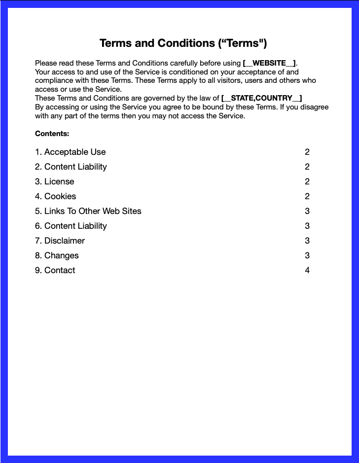 Free Terms & Conditions Template Download [No Email required]